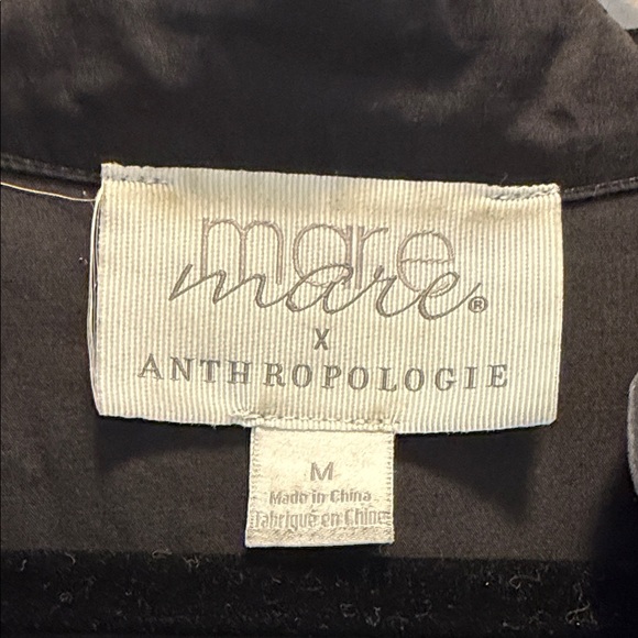 Anthropologie Black Button Down Shirt with Knot Detail - Picture 2 of 5